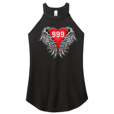 Angel Number 999 With Heart And Wings Of Angel  Women's Perfect Tri Rocker Tank