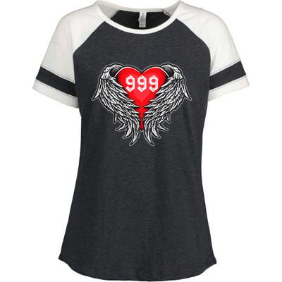 Angel Number 999 With Heart And Wings Of Angel  Enza Ladies Jersey Colorblock Tee