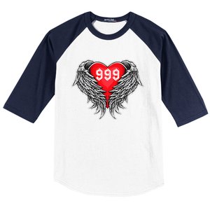 Angel Number 999 With Heart And Wings Of Angel  Baseball Sleeve Shirt