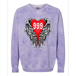 Angel Number 999 With Heart And Wings Of Angel Colorblast Crewneck Sweatshirt