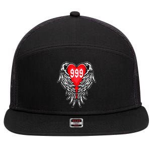 Angel Number 999 With Heart And Wings Of Angel 7 Panel Mesh Trucker Snapback Hat