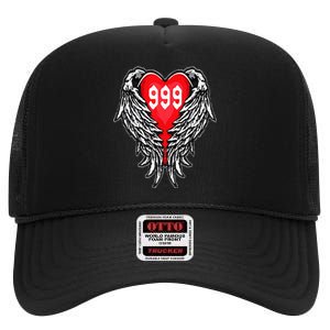 Angel Number 999 With Heart And Wings Of Angel High Crown Mesh Back Trucker Hat