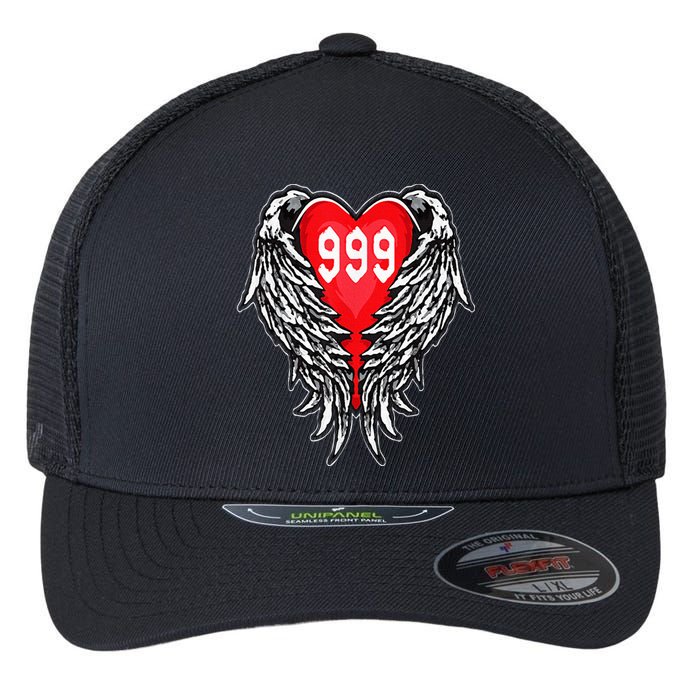 Angel Number 999 With Heart And Wings Of Angel Flexfit Unipanel Trucker Cap