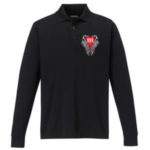 Angel Number 999 With Heart And Wings Of Angel Performance Long Sleeve Polo