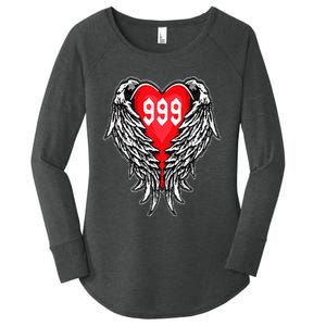 Angel Number 999 With Heart And Wings Of Angel Women's Perfect Tri Tunic Long Sleeve Shirt