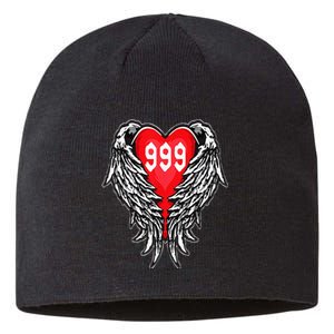 Angel Number 999 With Heart And Wings Of Angel Sustainable Beanie