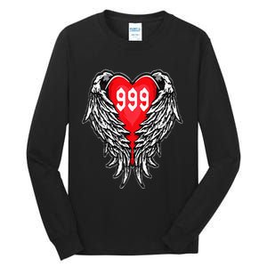 Angel Number 999 With Heart And Wings Of Angel Tall Long Sleeve T-Shirt