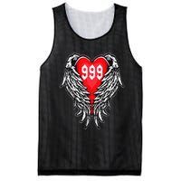 Angel Number 999 With Heart And Wings Of Angel Mesh Reversible Basketball Jersey Tank