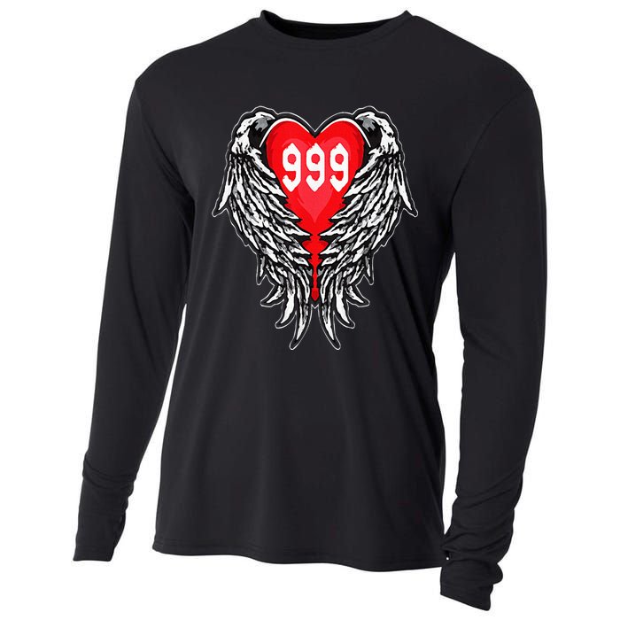 Angel Number 999 With Heart And Wings Of Angel Cooling Performance Long Sleeve Crew