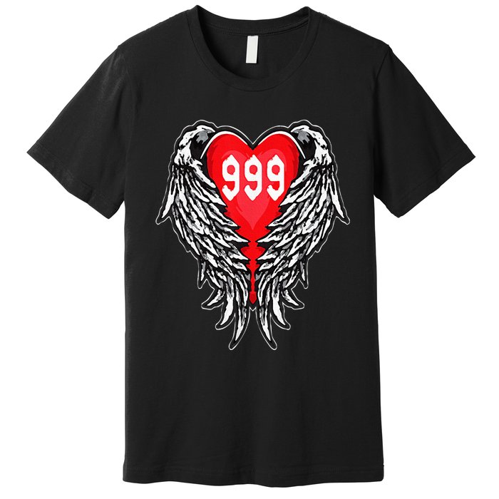 Angel Number 999 With Heart And Wings Of Angel Premium T-Shirt