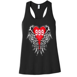 Angel Number 999 With Heart And Wings Of Angel Women's Racerback Tank