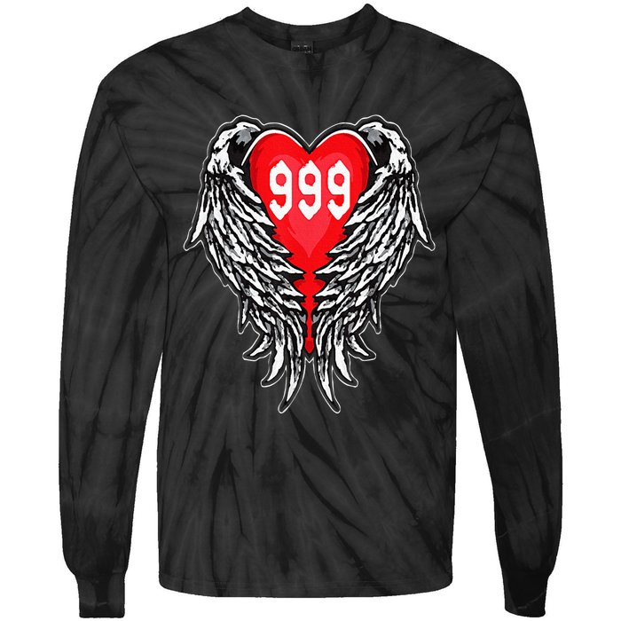 Angel Number 999 With Heart And Wings Of Angel Tie-Dye Long Sleeve Shirt