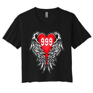 Angel Number 999 With Heart And Wings Of Angel Women's Crop Top Tee