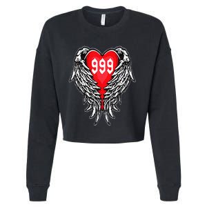 Angel Number 999 With Heart And Wings Of Angel Cropped Pullover Crew