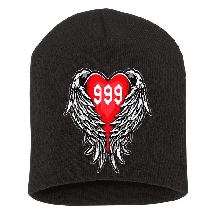 Angel Number 999 With Heart And Wings Of Angel Short Acrylic Beanie