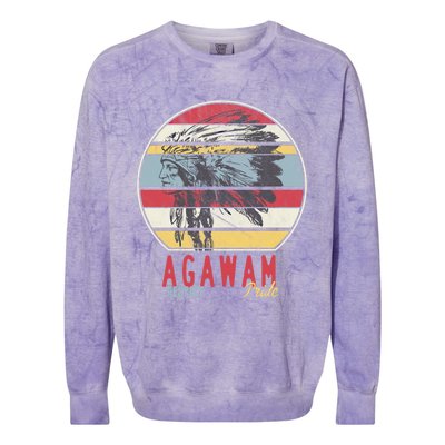 Agawam Native American Indian Tribe Respect Pride Retro Cute Gift Colorblast Crewneck Sweatshirt