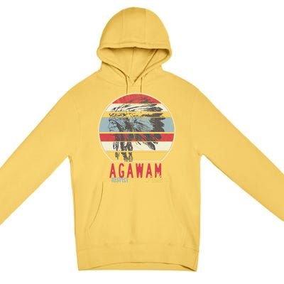 Agawam Native American Indian Tribe Respect Pride Retro Cute Gift Premium Pullover Hoodie