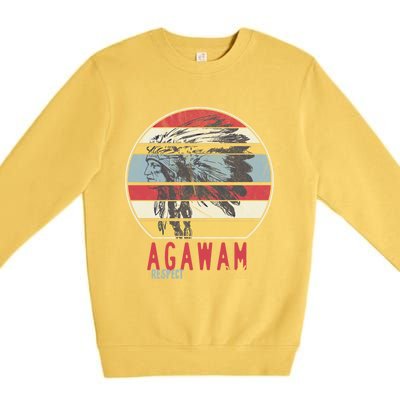 Agawam Native American Indian Tribe Respect Pride Retro Cute Gift Premium Crewneck Sweatshirt