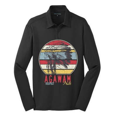 Agawam Native American Indian Tribe Respect Pride Retro Cute Gift Silk Touch Performance Long Sleeve Polo