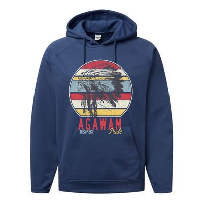 Agawam Native American Indian Tribe Respect Pride Retro Cute Gift Performance Fleece Hoodie