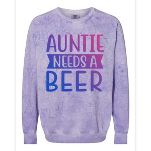 Auntie Needs A Beer Cute Gift Colorblast Crewneck Sweatshirt