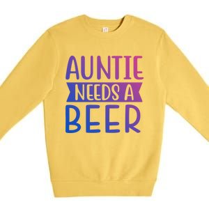 Auntie Needs A Beer Cute Gift Premium Crewneck Sweatshirt