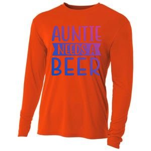 Auntie Needs A Beer Cute Gift Cooling Performance Long Sleeve Crew