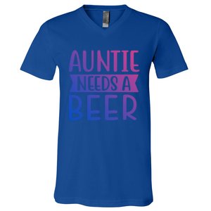 Auntie Needs A Beer Cute Gift V-Neck T-Shirt