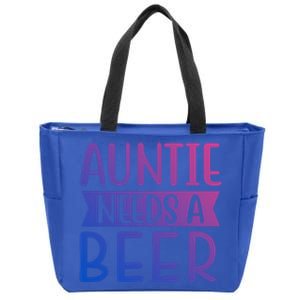 Auntie Needs A Beer Cute Gift Zip Tote Bag