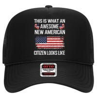 Awesome New American Flag US Citizenship USA US Citizen High Crown Mesh Back Trucker Hat