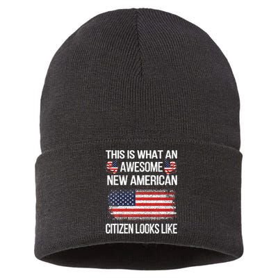 Awesome New American Flag US Citizenship USA US Citizen Sustainable Knit Beanie