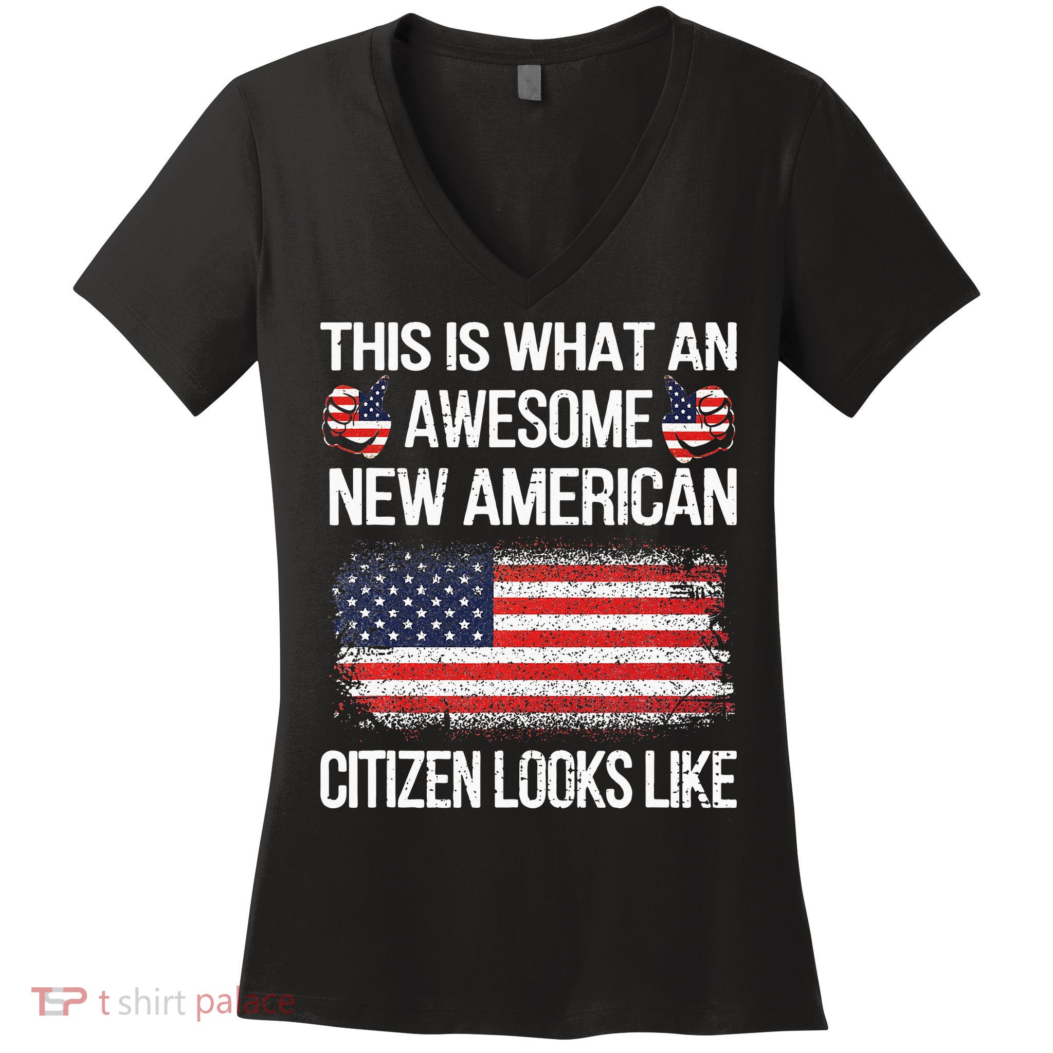 Awesome New American Flag US Citizenship USA US Citizen Women's V-Neck T-Shirt