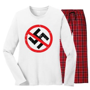 Anti Nazi Anti Facist Anti Dictators Anti Evil Women's Long Sleeve Flannel Pajama Set 