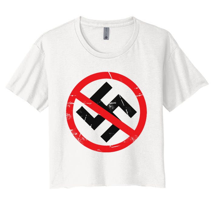 Anti Nazi Anti Facist Anti Dictators Anti Evil Women's Crop Top Tee