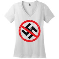 Anti Nazi Anti Facist Anti Dictators Anti Evil Women's V-Neck T-Shirt