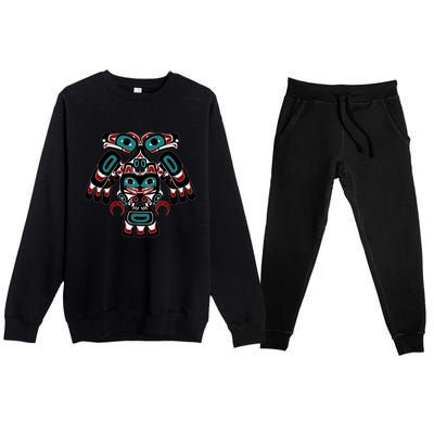 Alaska Native American Indian Tlingit Eagle Bear Clan Spirit Premium Crewneck Sweatsuit Set