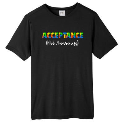 Acceptance Not Awareness Autism Support Puzzle Pieces Gift Tall Fusion ChromaSoft Performance T-Shirt