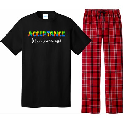 Acceptance Not Awareness Autism Support Puzzle Pieces Gift Pajama Set