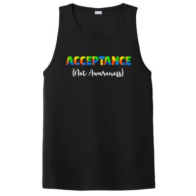 Acceptance Not Awareness Autism Support Puzzle Pieces Gift PosiCharge Competitor Tank