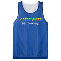 Acceptance Not Awareness Autism Support Puzzle Pieces Gift Mesh Reversible Basketball Jersey Tank