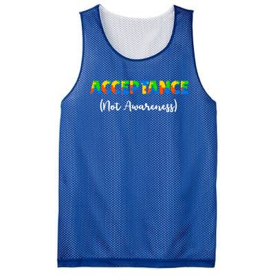 Acceptance Not Awareness Autism Support Puzzle Pieces Gift Mesh Reversible Basketball Jersey Tank