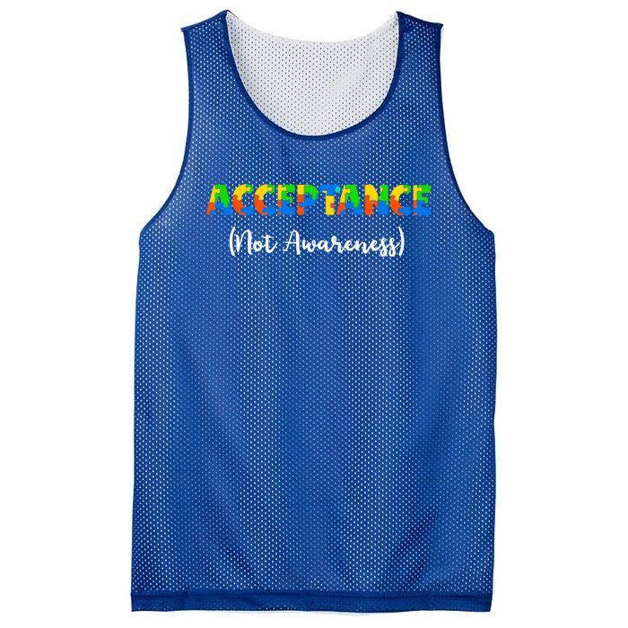 Acceptance Not Awareness Autism Support Puzzle Pieces Gift Mesh Reversible Basketball Jersey Tank