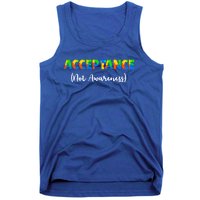 Acceptance Not Awareness Autism Support Puzzle Pieces Gift Tank Top