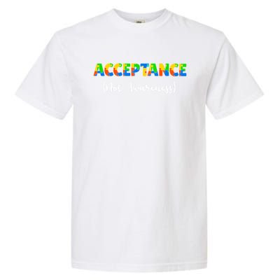 Acceptance Not Awareness Autism Support Puzzle Pieces Gift Garment-Dyed Heavyweight T-Shirt