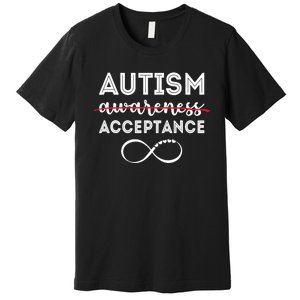 Acceptance Not Awareness Funny Red Instead Autism Premium T-Shirt