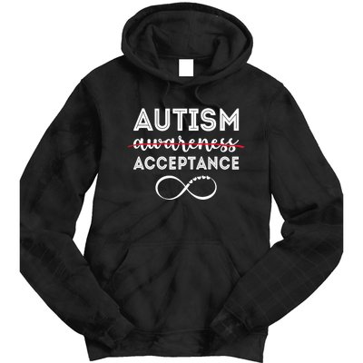 Acceptance Not Awareness Funny Red Instead Autism Tie Dye Hoodie