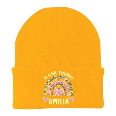 A Named Amelia Cute Name Leopard Hearts Design Gift Knit Cap Winter Beanie