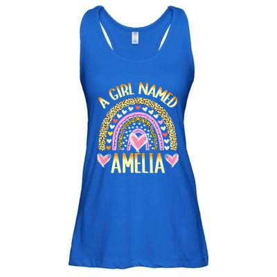 A Named Amelia Cute Name Leopard Hearts Design Gift Ladies Essential Flowy Tank