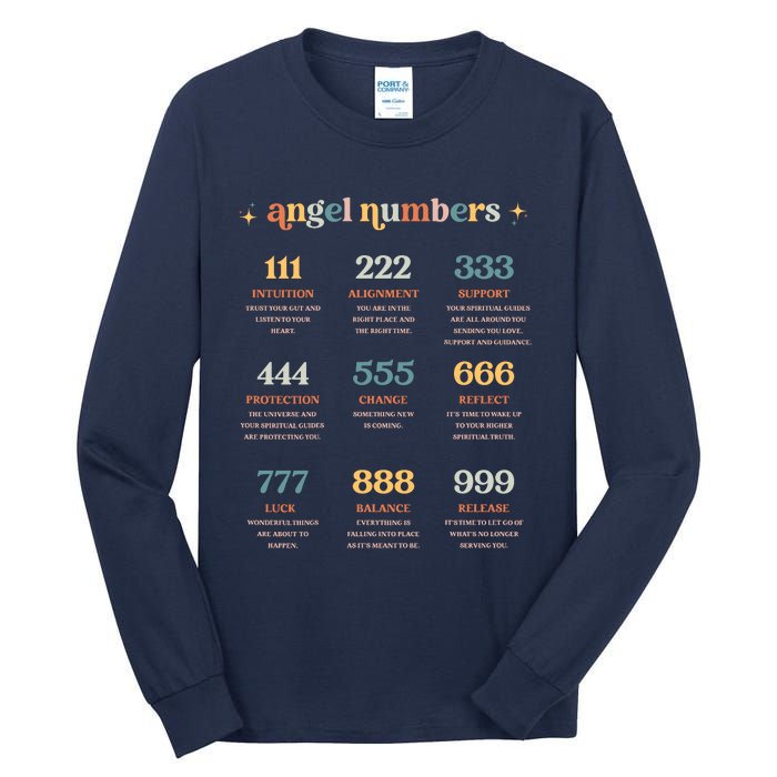 Angel Number Angel Aesthetic Angel Core Back Print Tall Long Sleeve T-Shirt