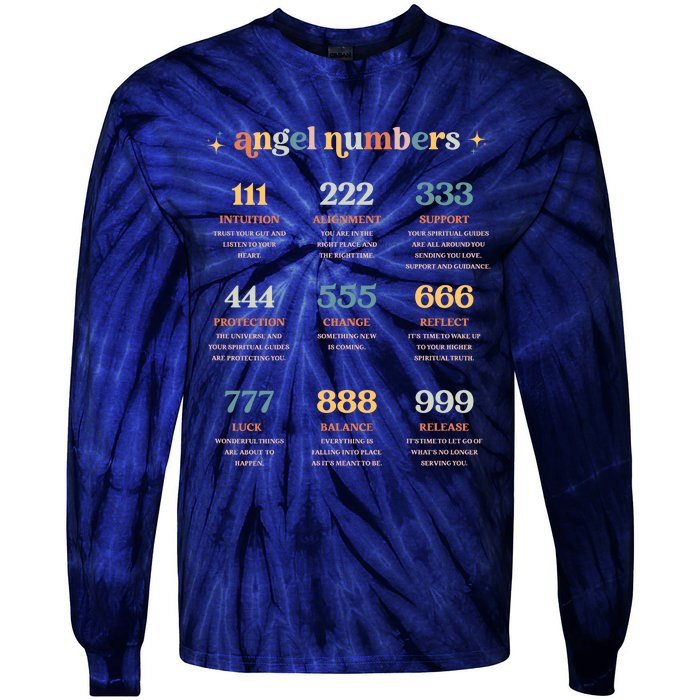 Angel Number Angel Aesthetic Angel Core Back Print Tie-Dye Long Sleeve Shirt